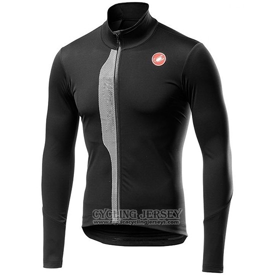 2019 Cycling Jersey Castelli Tras Black Silver Long Sleeve And Bib Tight